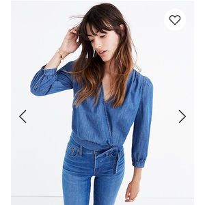 Madewell denim wrap top